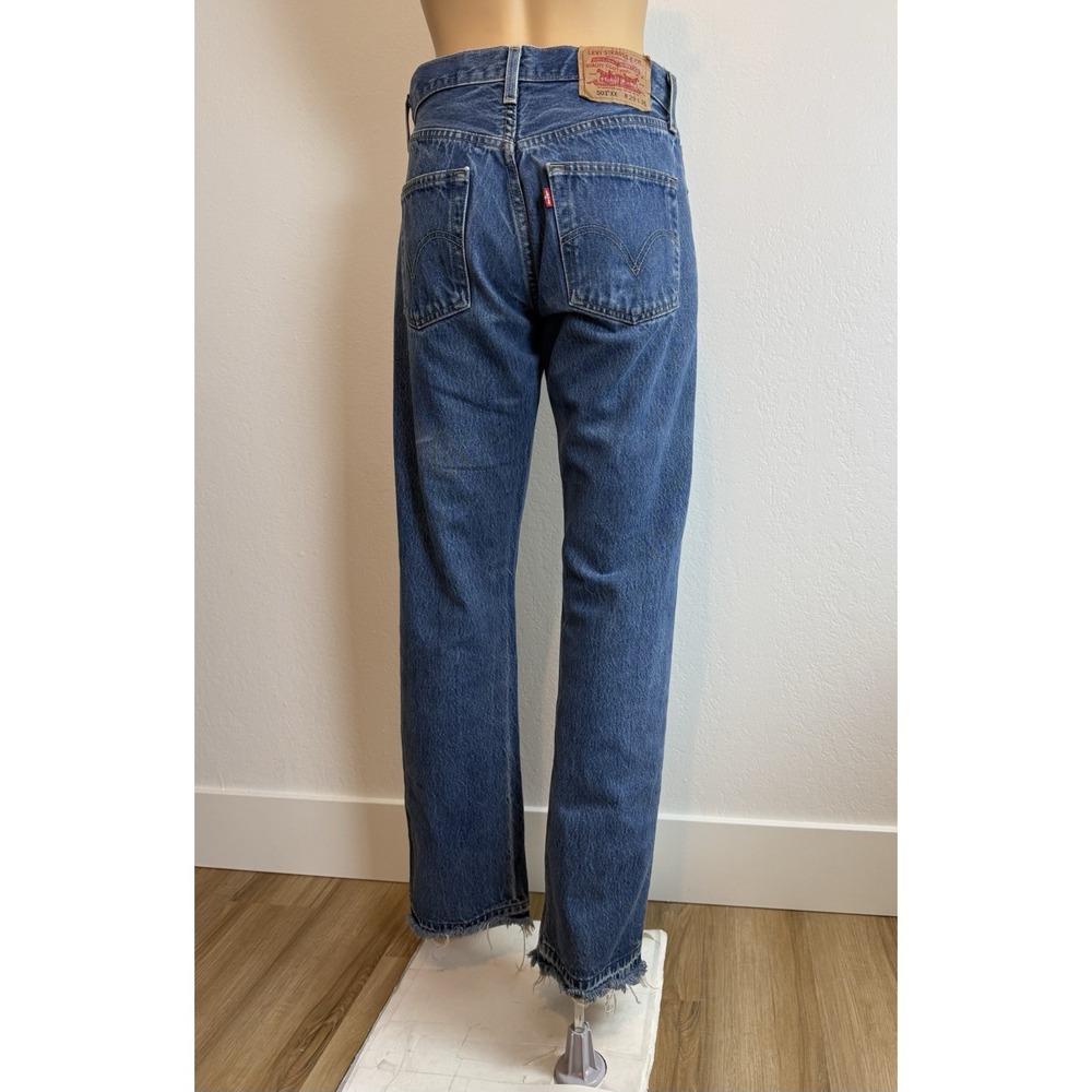 Levis 501xx Y2K Vintage Jean Sz 29x36 Womens Medium Wash Blue Long Boho Western - Picture 2 of 11